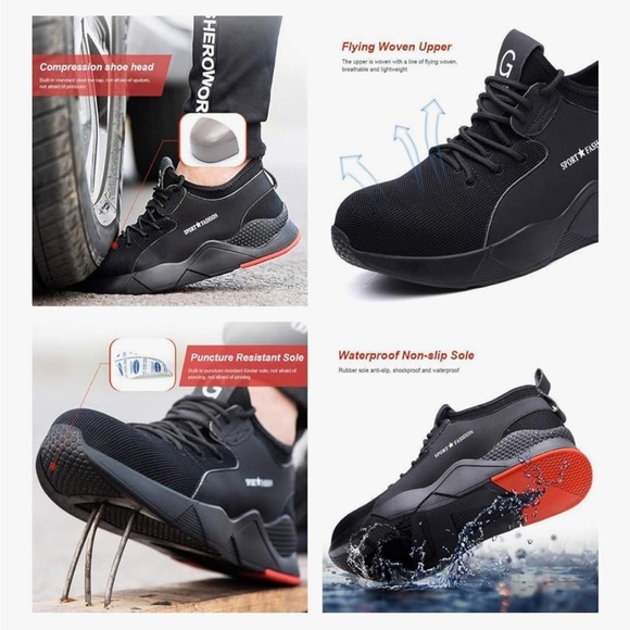 Work Steel Toe Safety Black Sneakers - Picture 6 of 11